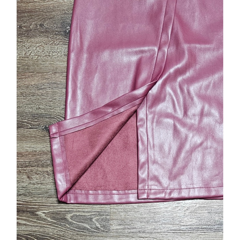 Marc New York Women Burgandy Faux Leather Midi Skirt Size XS - Picture 5 of 11